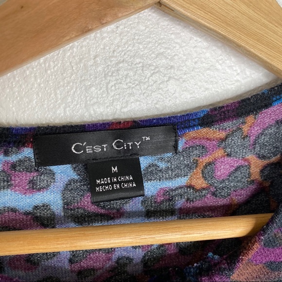 C’est City Soft Colorful Cheetah Print Top M - Picture 3 of 6